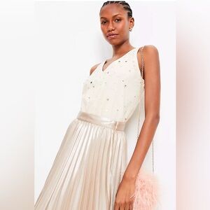 LOFT Cream Sequin Tank Top
